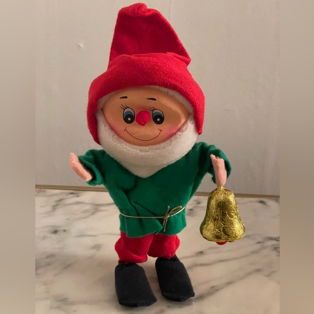 Large Vintage Ardco Christmas Elf Made in Taiwan Wire  Felt Posable 10"